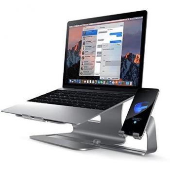 Soporte de Aluminio para Laptop & Soporte de Magnesio-Aluminio Ajustable para Teléfono |Soporte de Escritorio Liberador de Espacio para Todos los MacBook, Notebooks y Smart Phones de Apple