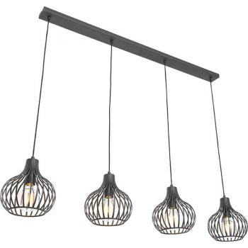 Lámpara colgante moderna negra 4 luces Sapphira LED Aluminio Redonda/Alargada Max. 240 Watt