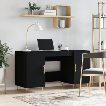 Escritorio de madera multicapa negro 140x50x75 cm