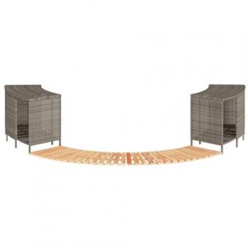 Acacia Wood and Grey Poly Rattan Hot Tub Surround