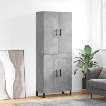 Aparador alto de madera contrachapada gris hormigón 69,5x34x180 cm