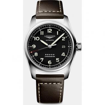 Longines Spirit Automatic 40mm Men's Watch with Black Leather Strap