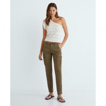 Superdry - Pantalón de mujer cargo slim de talle medio, color verde