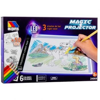 Mesa de luz LED Magic Projector Molto - Proyector Mágico con Accesorios, Tres Luces LED y Seis Lápices, Fomenta la Creatividad y el Desarrollo Artístico