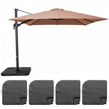 Parasol Desplazado 3x3m con 4 Losas de Aluminio Color Topo