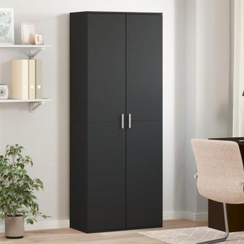Aparador alto de madera de ingeniería negro 70x35x180 cm