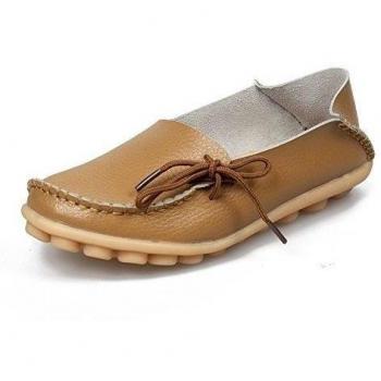 Lucksender - Mocasines de Piel para mujer, color Verde, talla 38,5 EU
