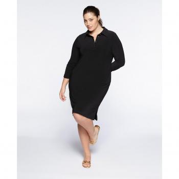 Vestido en punto de mangas ajustadas con fruncidos laterales