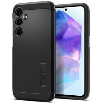 Funda Spigen Tough Armor Negra para Samsung Galaxy A55 - Certificada Mil-Grade y Compatible con Carga Inalámbrica