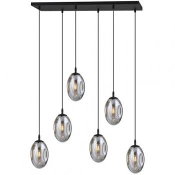 Lámpara de Suspensión Astral EPIKASA, Acero con Recubrimiento de Polvo y Vidrio, Color Negro y Gris, Dimensiones 70x100x22 cm