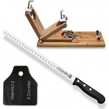3 Claveles 28053 Soporte + cuchillo jamonero + cubrejamón, Acero