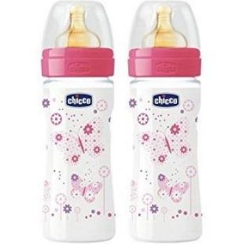 Biberón Fisiológico Rosa Chicco 330 ml Doble Pack