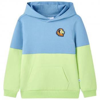 Sudadera infantil con capucha azul y amarillo suave 128