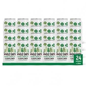 Whole Earth - Pack de 24 Bebidas Refrescantes Ecológicas de Saúco de 330 ml - Sin Azúcar Añadido y Sin Gluten - Apta para Veganos - Indicada para Tomar en Frío - Elaborada con Ingredientes Naturales