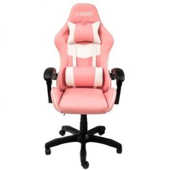 Silla Gaming Ergonómica Kubo Rosa con Reposacabezas, Ajuste de Altura, Giro 360º y Zona Lumbar Ergonomica