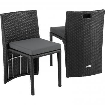 Conjunto de ratán y aluminio Bistró Hamburgo - Muebles de exterior impermeables de diseño elegante, fino trenzado de poliratán resistente, cojines cómodos e impermeables