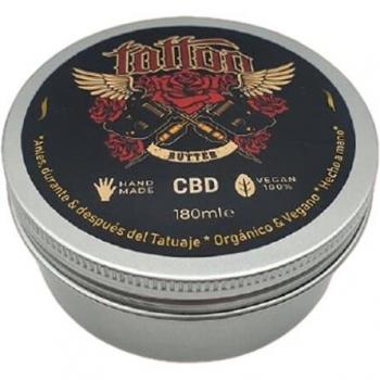 Puravida Organic Manteca Tattoo CBD 180ml - Manteca para tatuajes con extracto de CBD, formulación orgánica, hidratante y protectora, ideal para el cuidado de tatuajes nuevos y existentes
