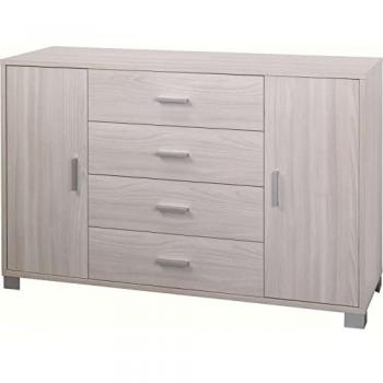 Aparador Olmo Claro con 2 Puertas y 4 Cajones, Dimensiones 136x41x86 cm