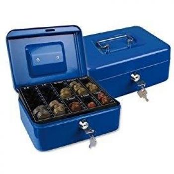 Q-Connect Caja Caudales 8 200x160x90 Mm Azul Con Portamonedas