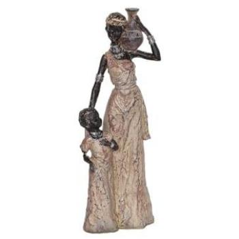 Figura Decorativa Romimex Multicolor Resina Africana Niña 14 x 35 x 9 cm
