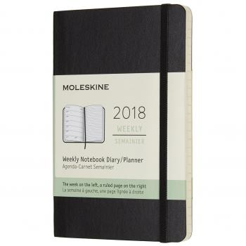 Moleskine Agenda semanal 2018, 12 meses, tapa blanda, de bolsillo, color negro
