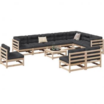 vidaXL 11 Piece Garden Sofa Set Solid Wood Pine
