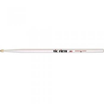 Vic Firth American Classic 5BW - Baquetas, Nogal Americano, Punta de Madera, Color Blanco