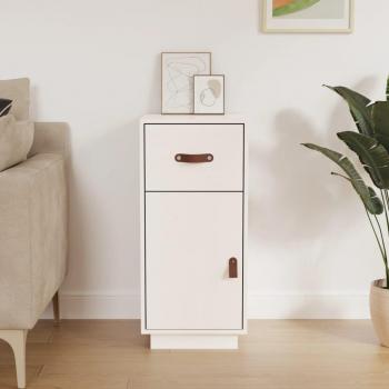 Aparador de madera maciza de pino 34x40x75 cm, mueble de almacenaje para salón, buffet, armario auxiliar y armario de almacenamiento en color blanco