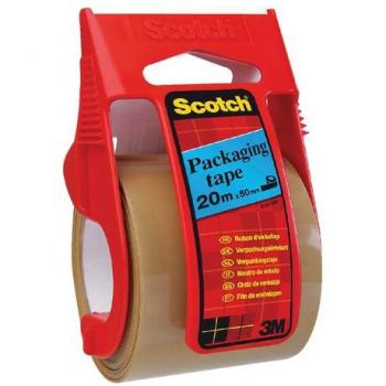 Rollo cinta de embalaje tareas difíciles marrón 48mm x 20m con dispensador