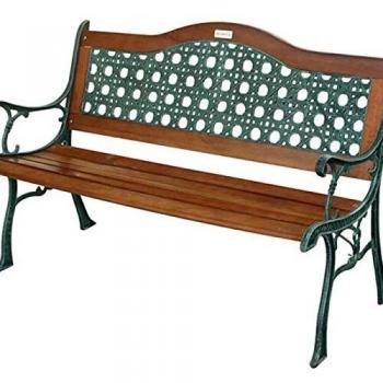 Banco de exterior de ratán y hierro fundido 126x60cm colección Garden Deluxe