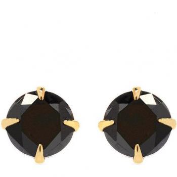 Pendientes de Plata de Ley 925 con Circonita Onix y Acabado en Baño de Oro 18K - Luxenter Otieno