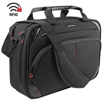 KROSER Bandolera para Portátil 15,6 Maletín Bolso de Mensajero Hidrófugo Caja de Ordenador Maletín Durable Funda para Tableta con Bolsillos RFID para Negocios/Universidad/Mujeres/Hombres