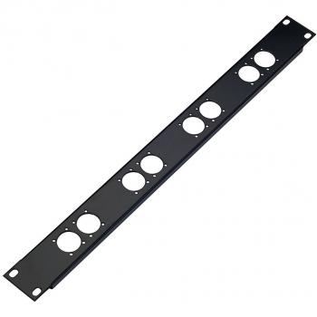 K&M 28308 Black Rack Panel with 8 XLR Connectors, 1U Height