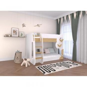 Literas 2 x 90 x 190 cm - Blanco y Natural + Colchones - PILATI