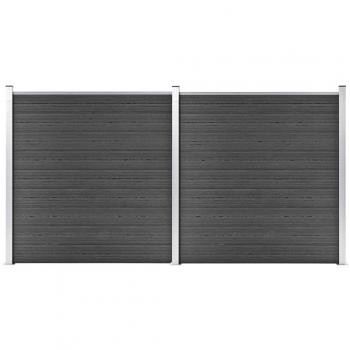 Conjunto de paneles de valla WPC 353x186 cm Negro