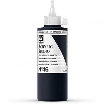 VALLEJO ACRYLIC STUDIO, PINTURA ACRÍLICA, 200ML, AZUL DE PRUSIA FTALO, Nº 46