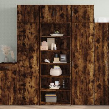 Aparador alto de madera multicapa en roble ahumado 70x41x185 cm