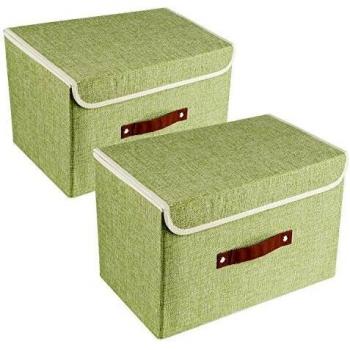 UMI. by Amazon 2 Cajas de Almacenamiento Plegables con Tapas, Cajas Organizadoras - Verde