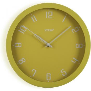 Reloj de Pared Decorativo Versa Bradford, Medidas 30 x 4,3 x 30 cm, Funciona con 1 pila 1.5 V AA (no incluida), Color Amarillo, Material Polipropileno