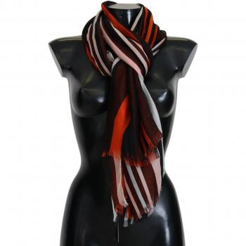Dolce & Gabbana Multicolor Striped Silk Shawl with Fringes Scarf