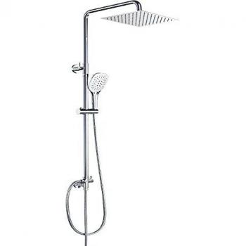 Columna Ducha, Conjunto Ducha Regulable Metal Completo con 3 Cabezales de Ducha, Sistema de Ducha con Alcachofa,Grifo Ducha de Altura Adjustable