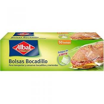 Albal Bolsas para bocadillo, solapa de cierre, capacidad máx. 1L, 50 unidades, 17 x 24 cm