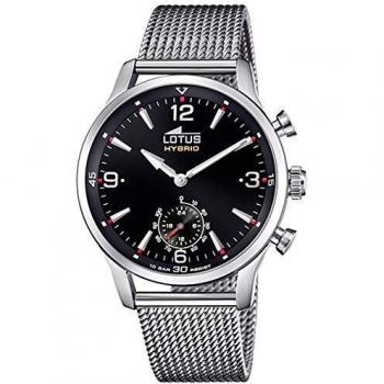 Lotus 18803/3 Connected Collection, 43 mm Black Case with Steel Strap for Men