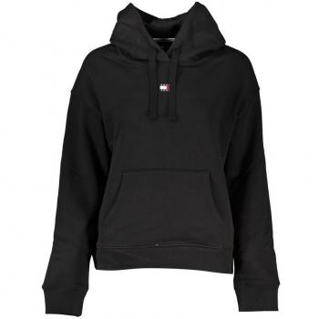 Tommy Jeans Women's Boxy Fit Black Hoodie with Logo Embroidery, Size XL