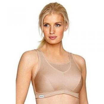 Glamorise Women's Supportive Wireless Sports Bra in Beige (Coffee 211)