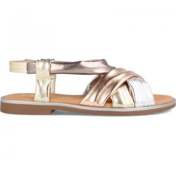 Sandalias Planas de Piel para Mujer MARILA Cora Multimetal