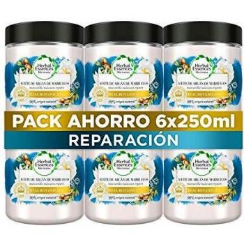 Herbal Essences bio:renew Mascarilla Reparación Aceite De Argán De Marruecos 6 x 250ml, con ph neutro e ingredientes naturales