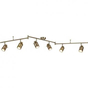 Plafón de baño Samson Metal latón envejecido 6 bombillas 19,5cm IP44, GU10