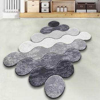 Alfombra de Baño Antibacteriana Suave y Absorbente Gris Claro y Blanco 70x120 cm