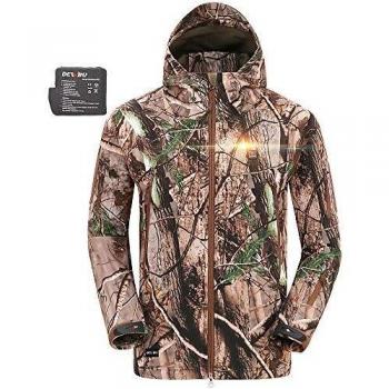 DEWBU Chaqueta Calefactable con 7.4v Batería Softsell Impermeable Invierno para Actividades al Aire Libre